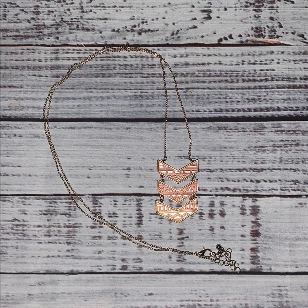 Triple Peach Arrow Necklace